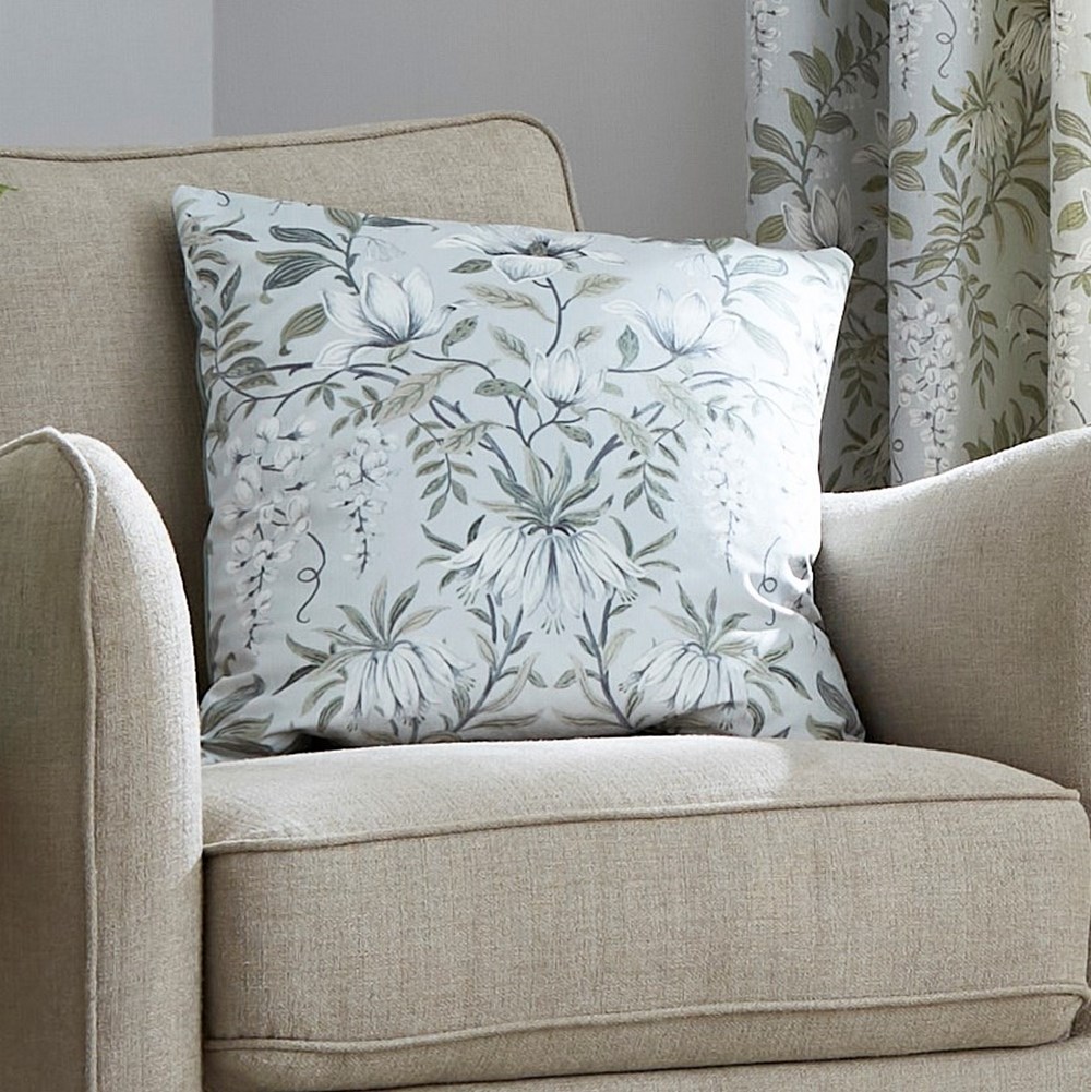 Parterre Floral Cushion by Laura Ashley in Sage Green